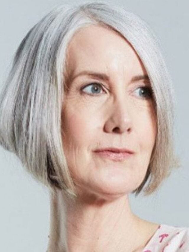 image of lovely woman with gray bobbed hair