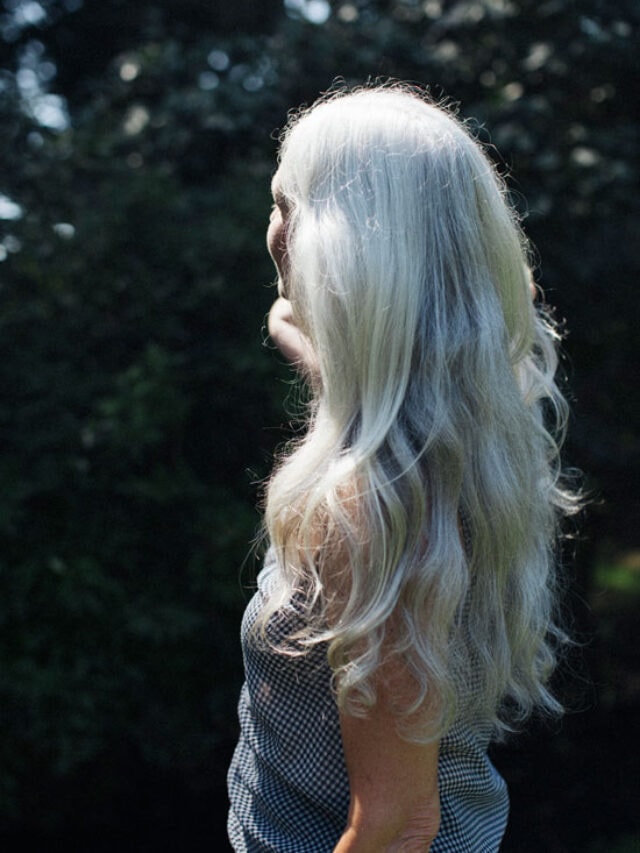 image of woman with stunning silver hair