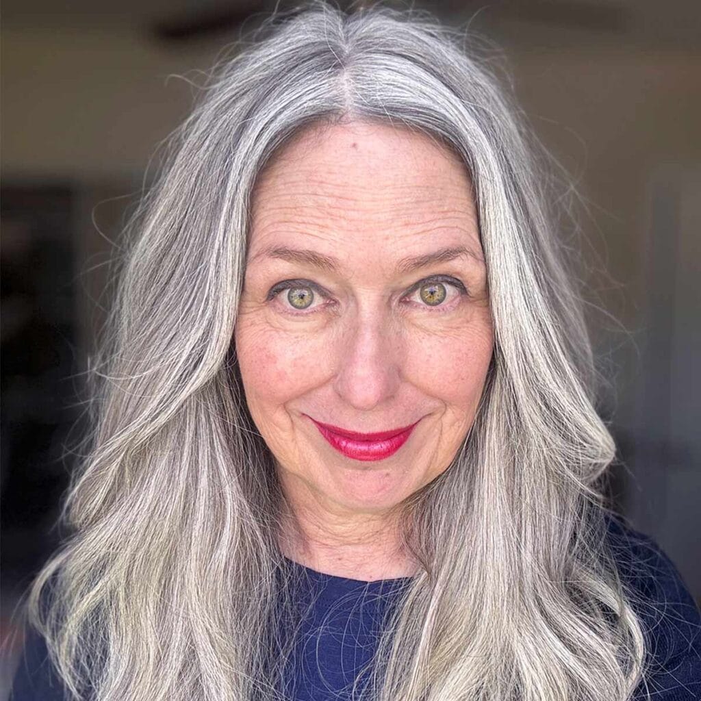 image of katie with blue sweater