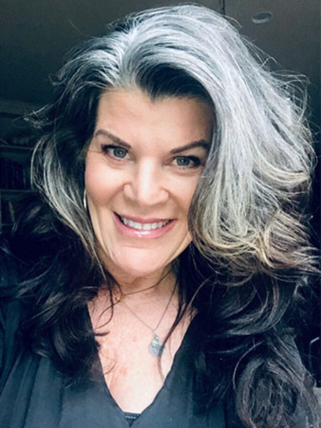image of woman with gray roots