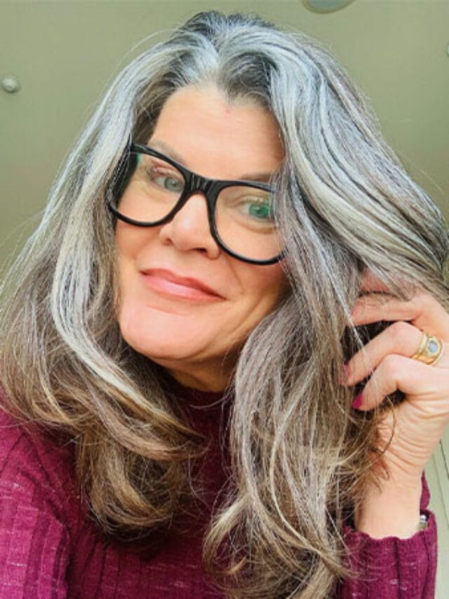 image of woman with gray roots