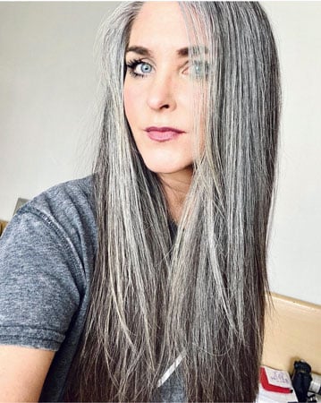 Long straight 2024 grey hair