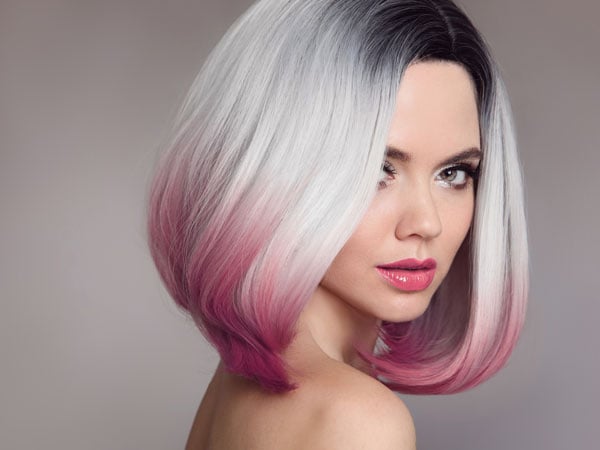 image of ombre hair gray and pink