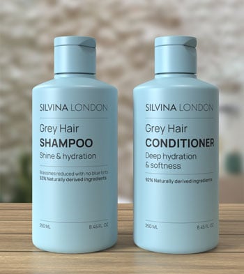 image of silvina london grey duo bottles with neutral background