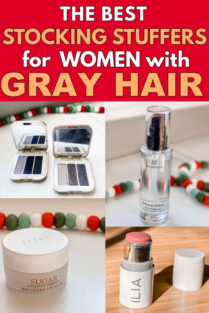 decorate pinterest collage with various beauty items against a red background