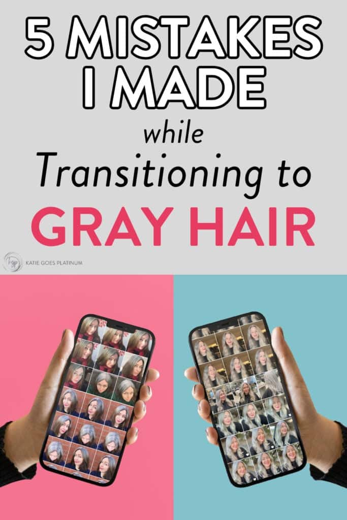 picture of woman's hands holding a cell phone full of selfies against a pink and blue background