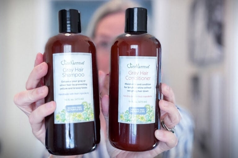 image of Just Nutritive Gray Hair Duo held by a woman