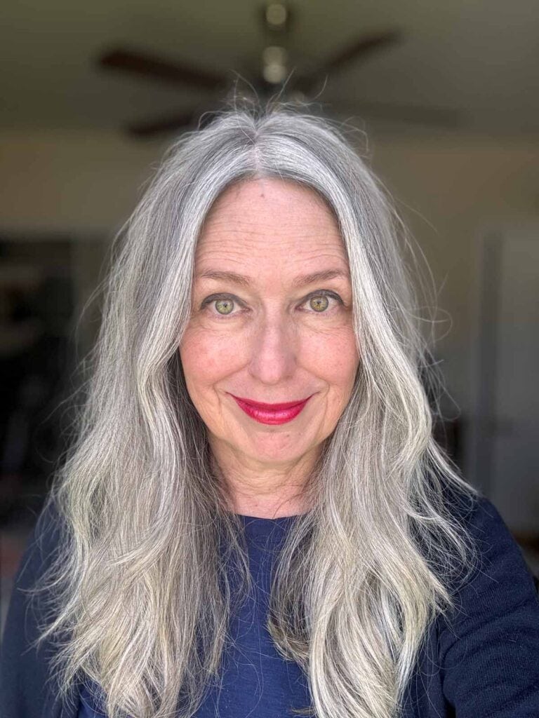image of katie after adding white AND dark optical fillers to her gray hair