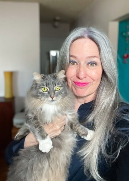 image of katie holding her cat Pandora