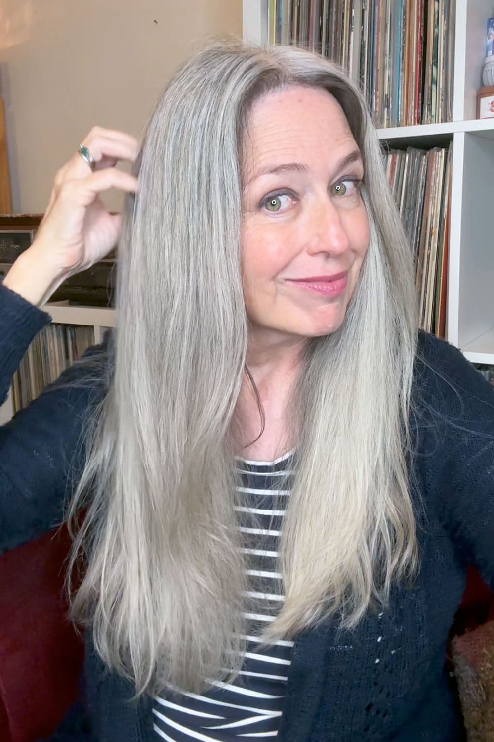 image of katie after using QSH clay to remove oils and residue from hair