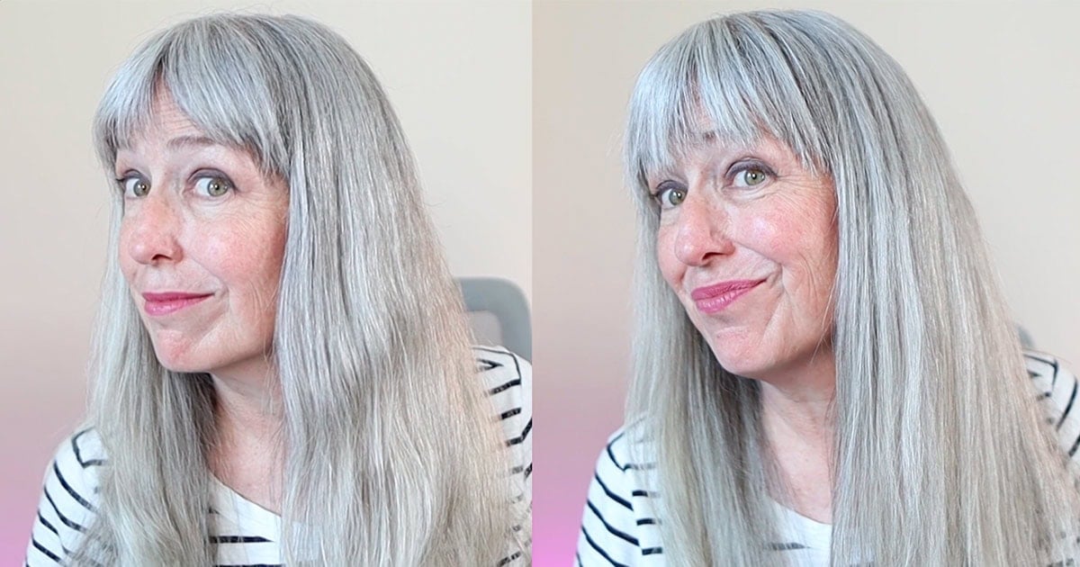 before and after flat ironing images of katie - front view - 3/4 view