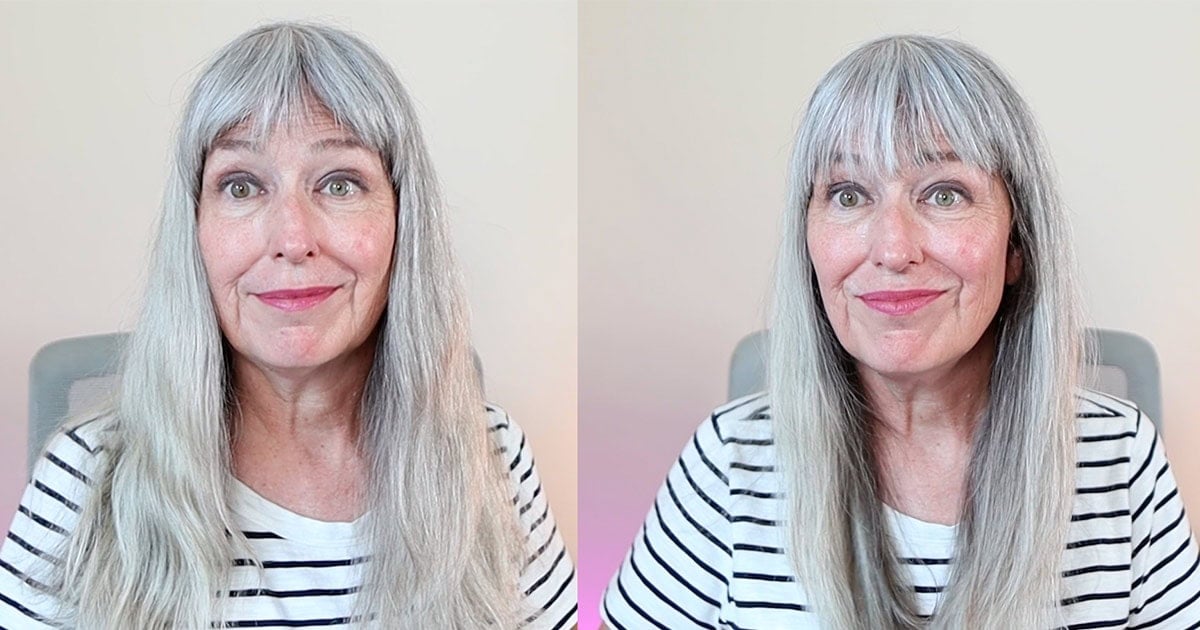 before and after flat ironing images of katie - front view